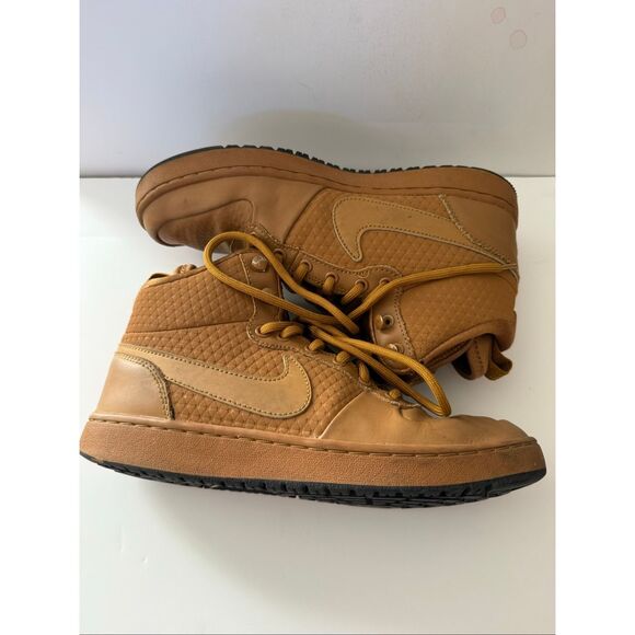 Nike Men's Brown Court Borough Mid Leather Neoprene Lace Up Sneaker Shoes Size 7 - Picture 1 of 8